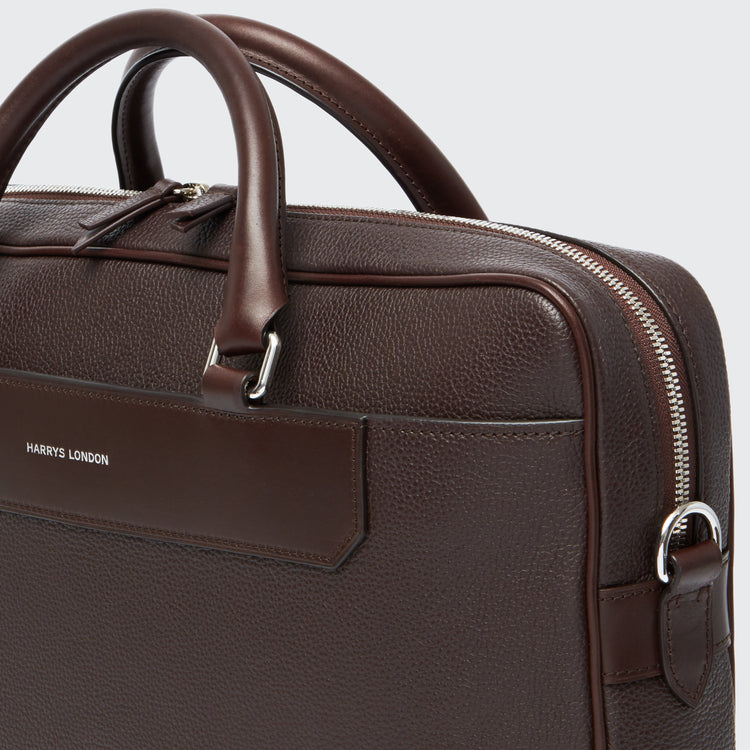 Briefcase Grained Leather Chocolate - Accessories - gallery - 2