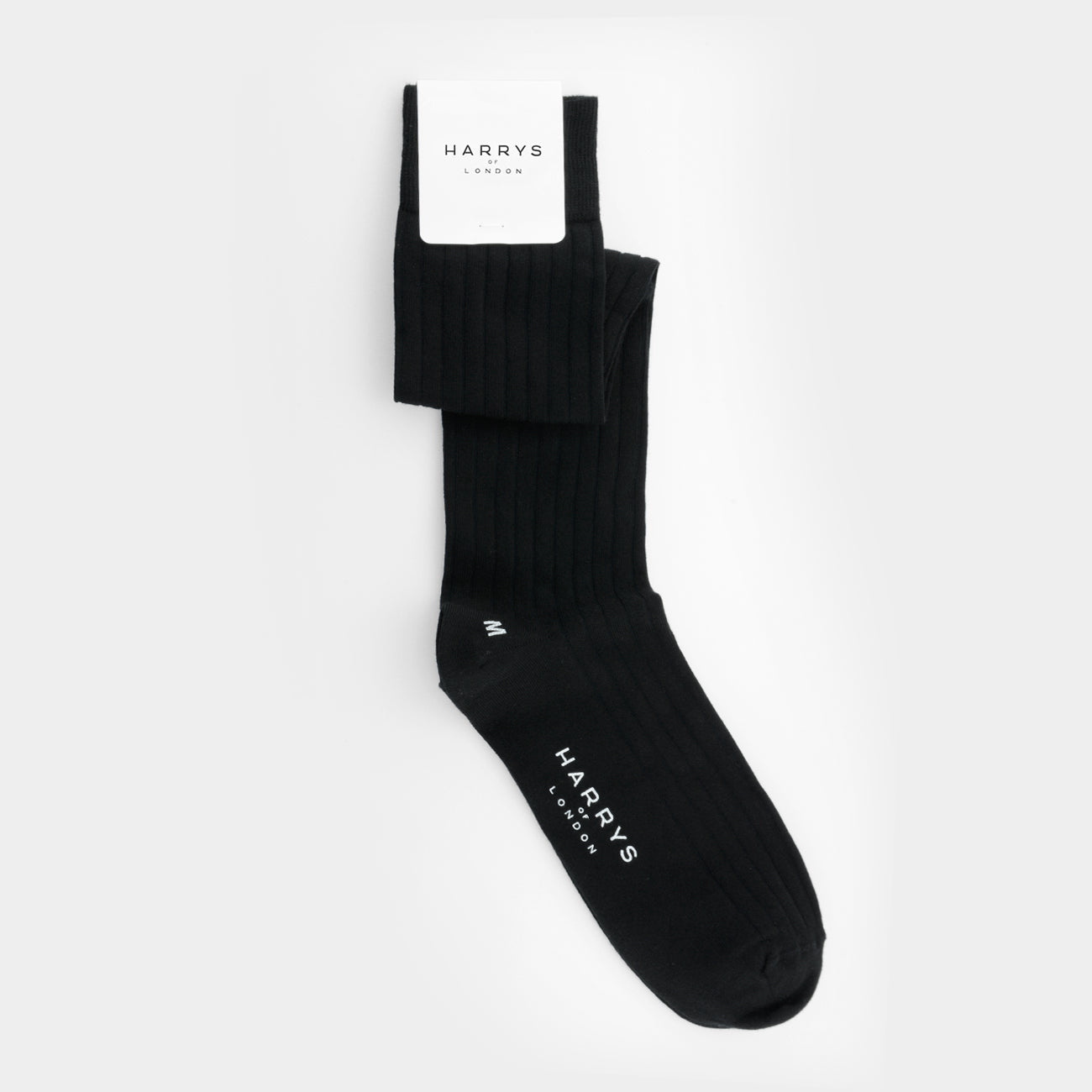 Ribbed Sock Cotton Black Over the Calf - Harrys London - gallery - 1