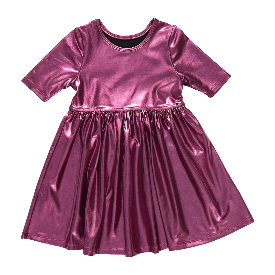 Pink Chicken | Girls Lame Steph Dress - Cranberry Pink