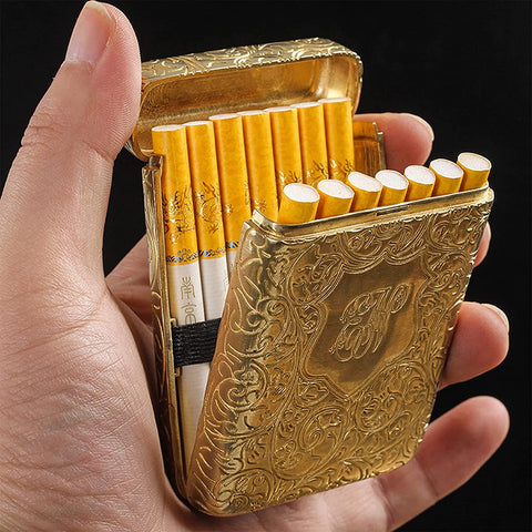 Luxury Vintage Engraved Cigarette Case Shelby Container Pocket Cigarette  Case Holder Cigarette Storage Box Smoking Accessories