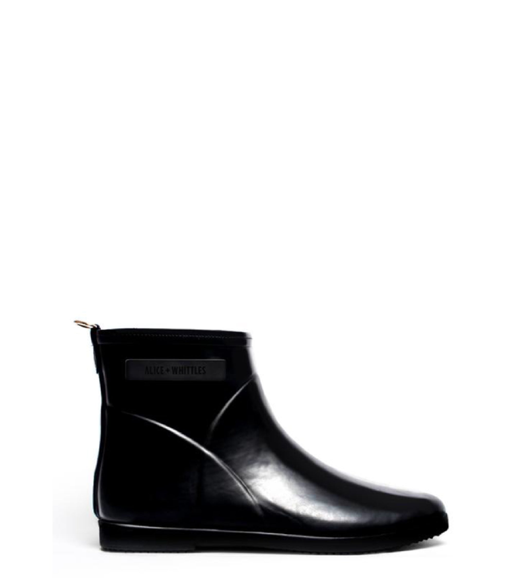 black gloss chelsea boots