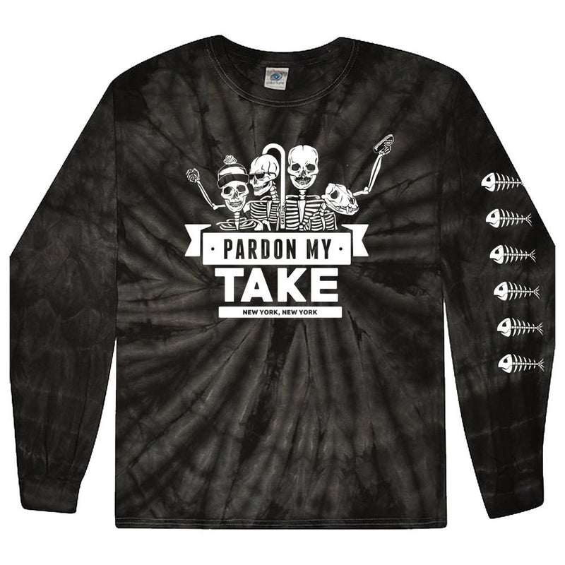 Pmt Skeletons Tie Dye Long Sleeve Tee Pardon My Take Clothing Merch Barstool Sports