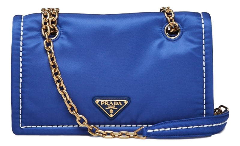 Prada Indaco Blue Tessuto Nylon Chain Flap Shoulder Bag 1BD199 – xoxo, Mia