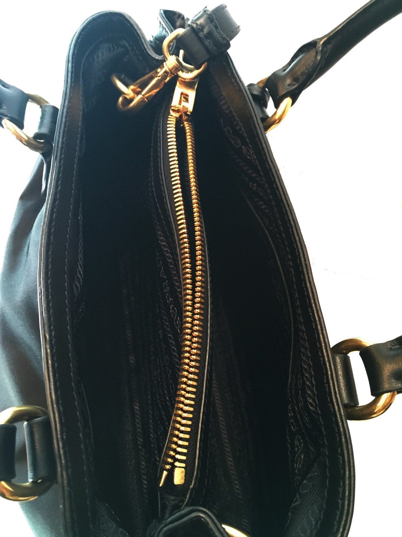 Prada Tessuto Nylon Black Saffiano Medium Handbag Satchel 1BA173 – xoxo, Mia