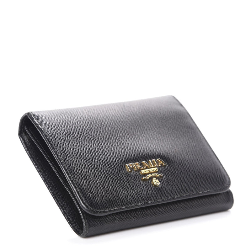Prada Women's Wallet Saffiano Leather Tri Fold Black – xoxo, Mia
