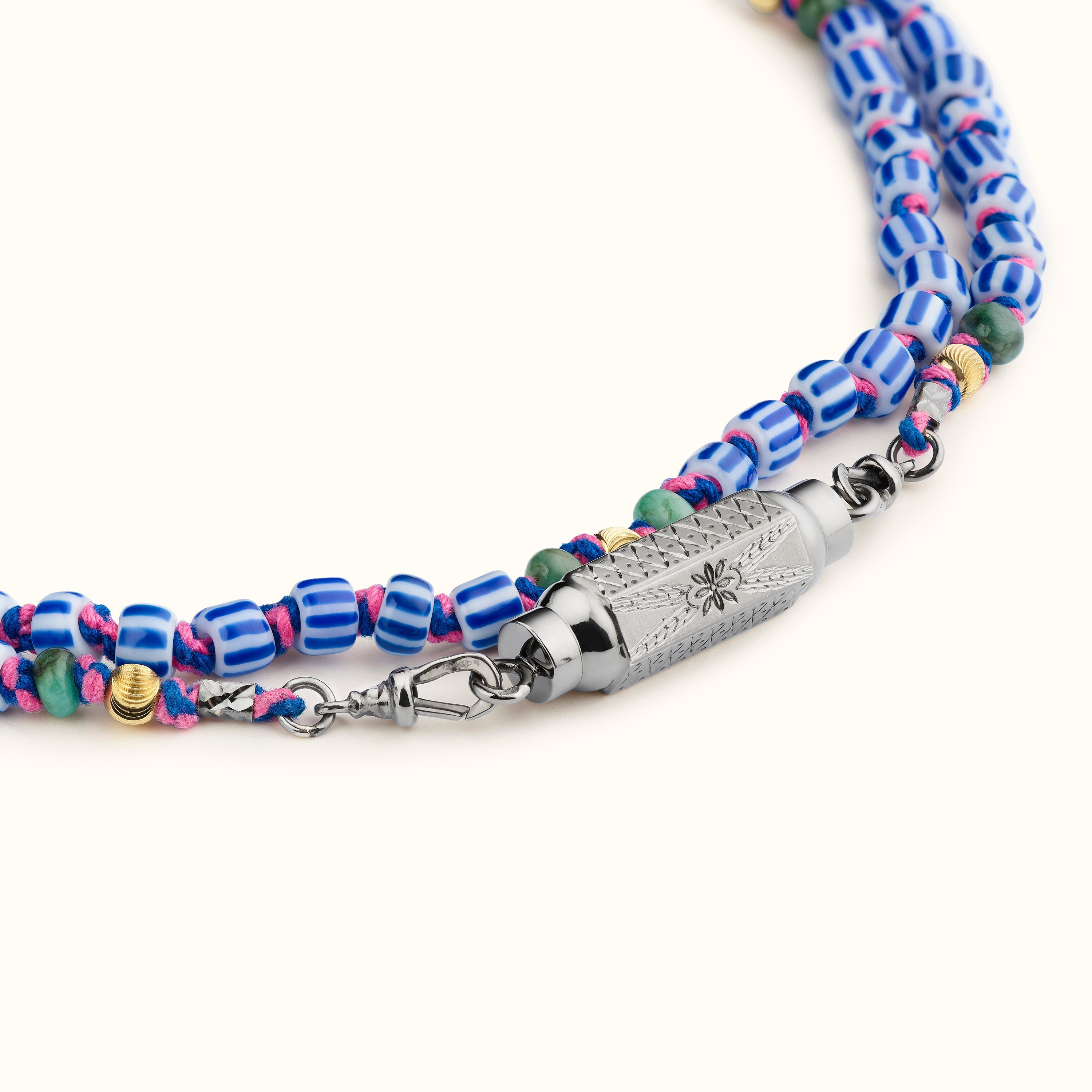 Black gold baby locket & mauli beads ghana blue - Marie Lichtenberg