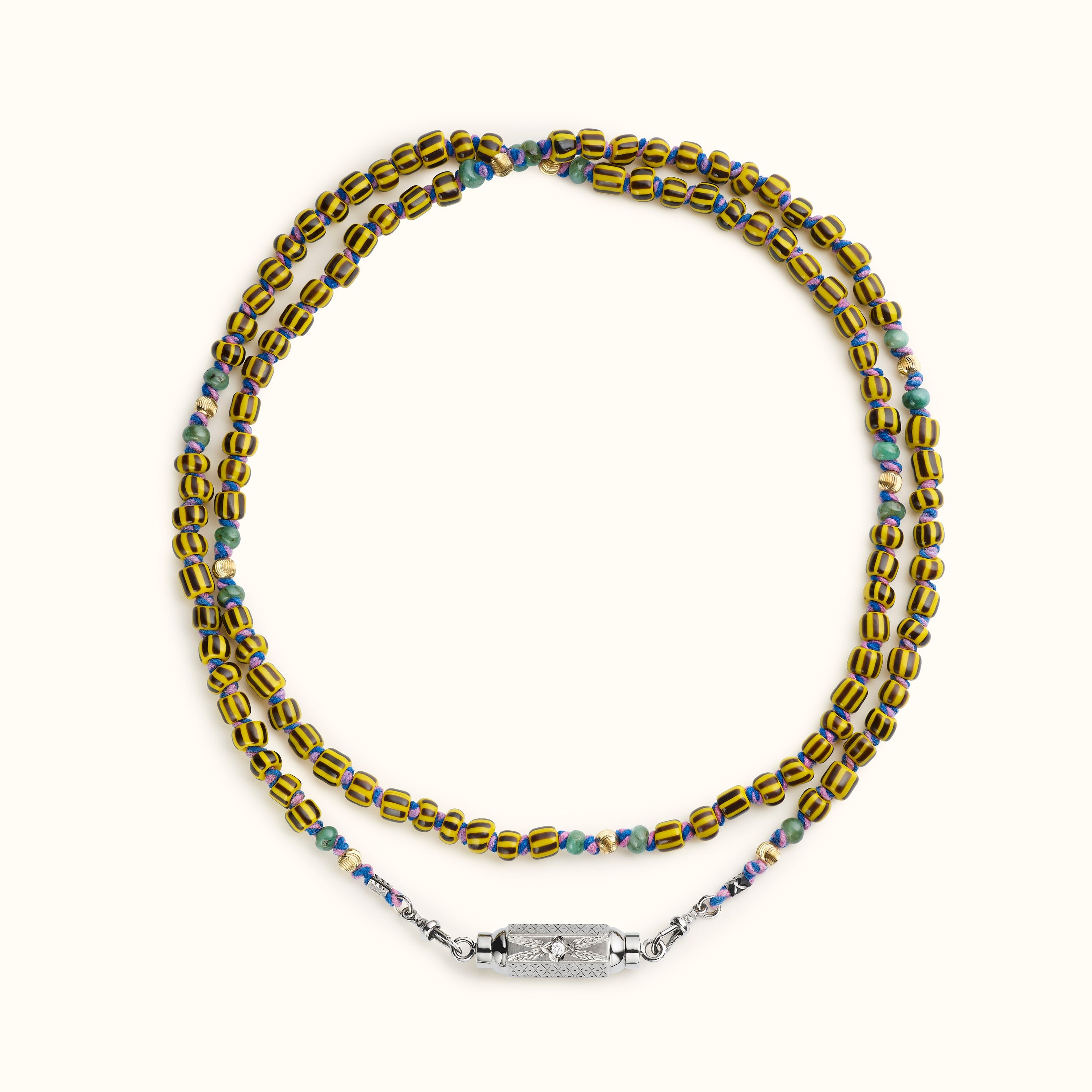 Black gold diamonds baby locket & mauli beads ghana yellow - Marie Lichtenberg