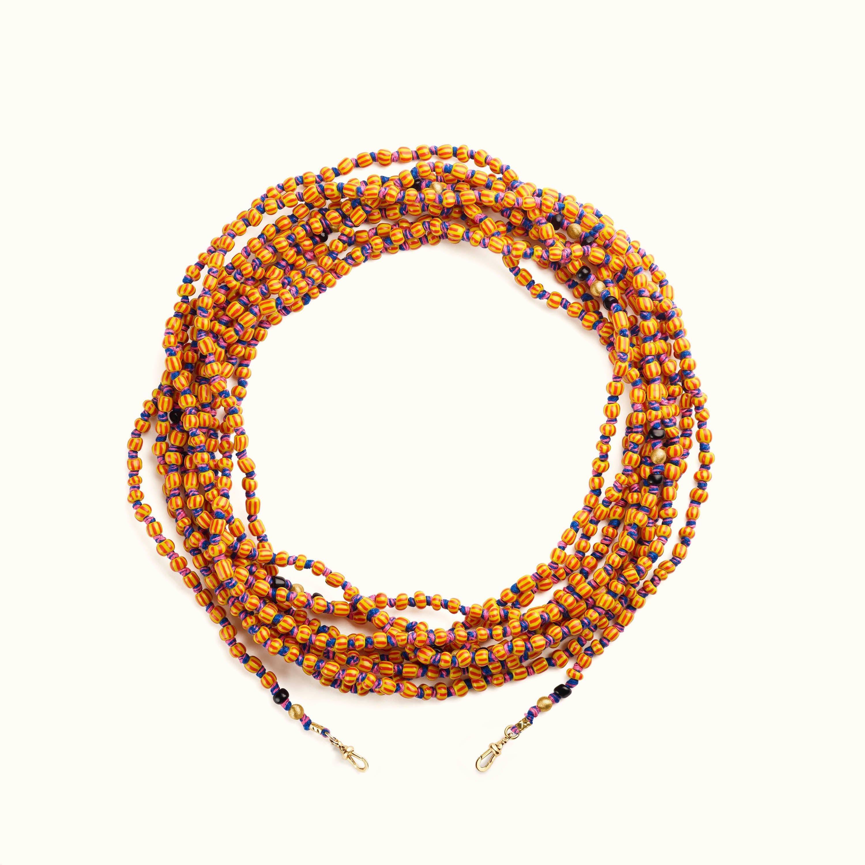 Mauli beads ghana orange & red 4m - Marie Lichtenberg