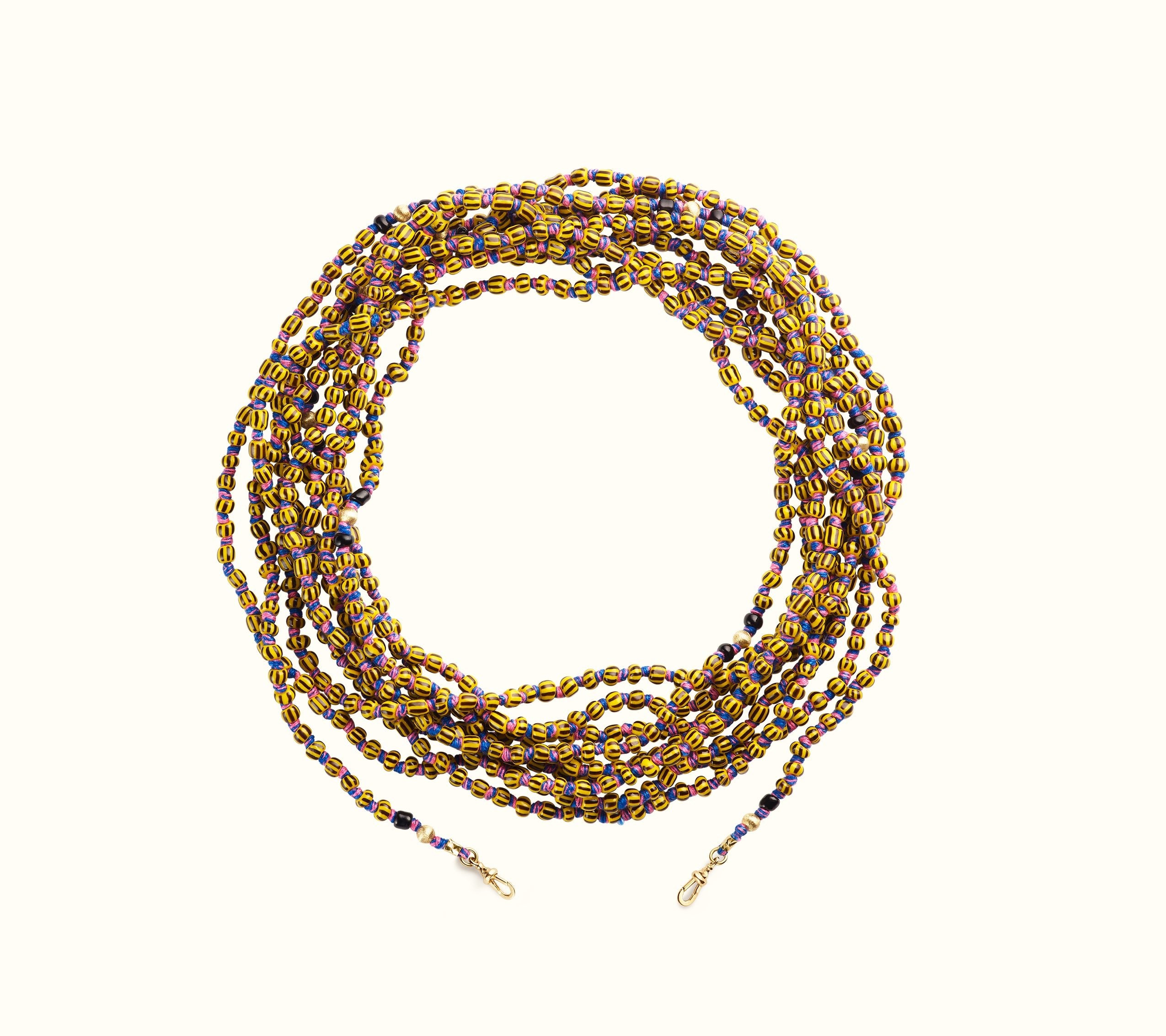 Mauli beads ghana yellow & black 4m - Marie Lichtenberg