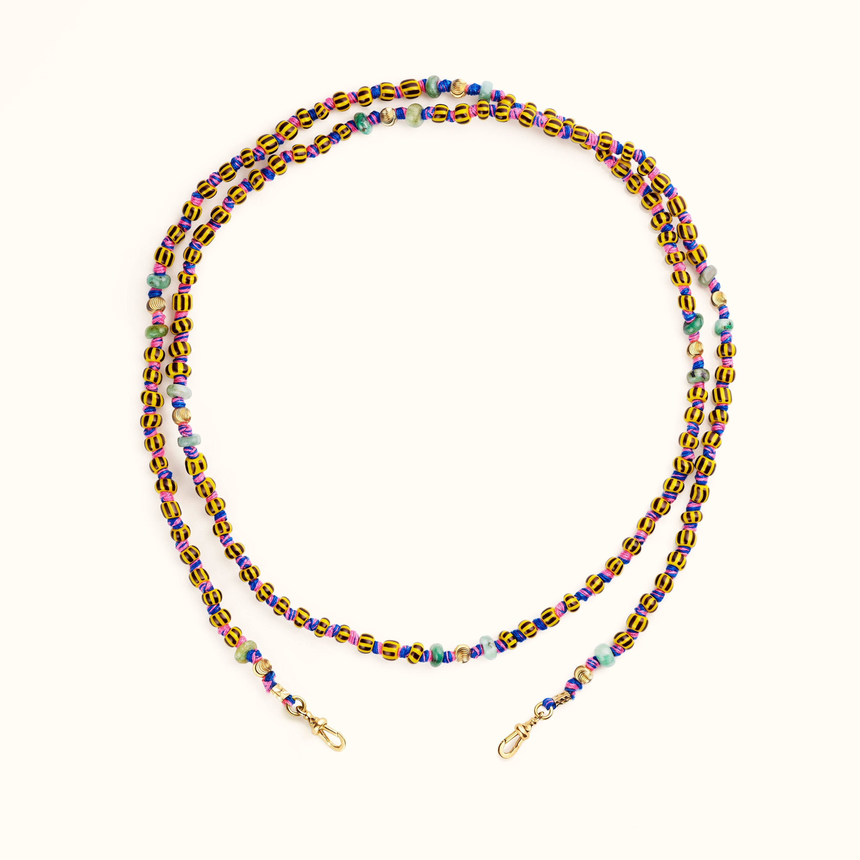 Mauli beads ghana yellow & black 73cm - Marie Lichtenberg