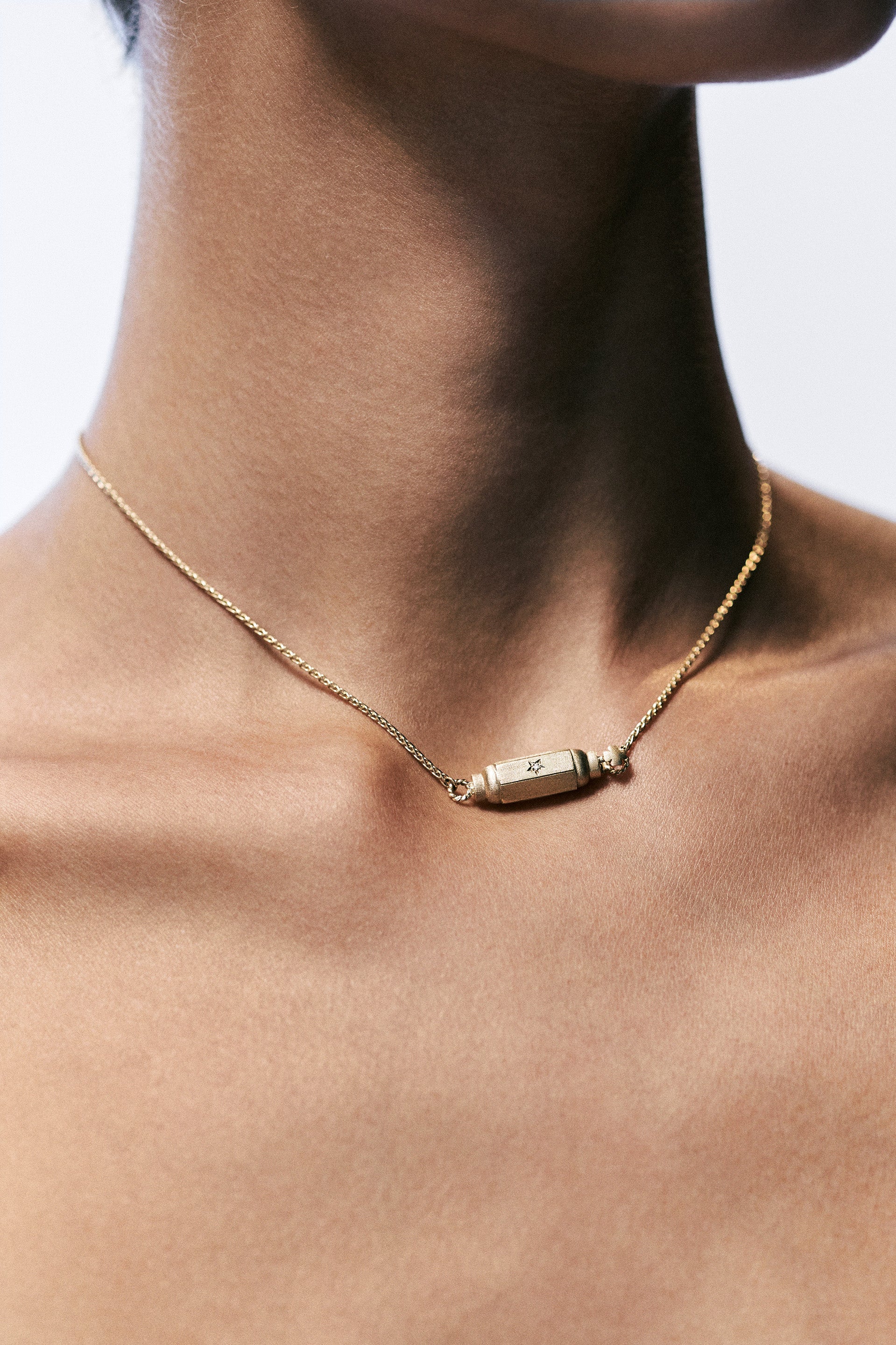 Micro coco diamonds locket necklace 37cm - Marie Lichtenberg