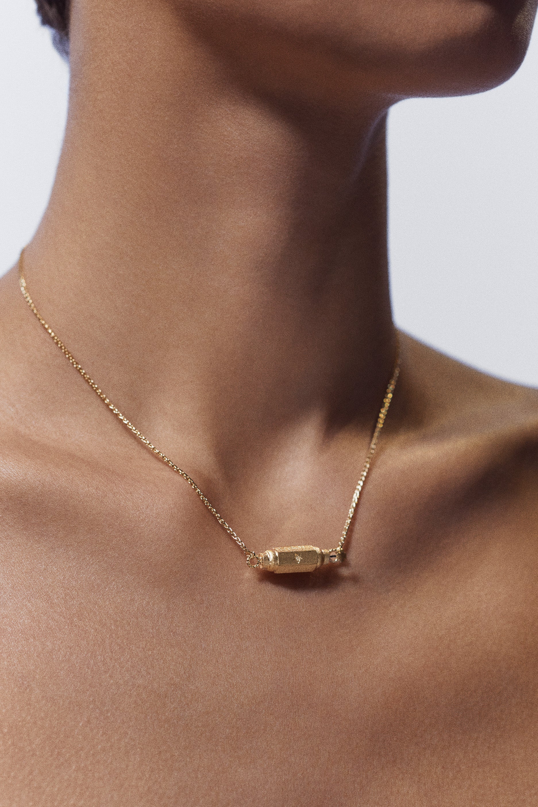Micro coco diamonds locket necklace 42cm - Marie Lichtenberg