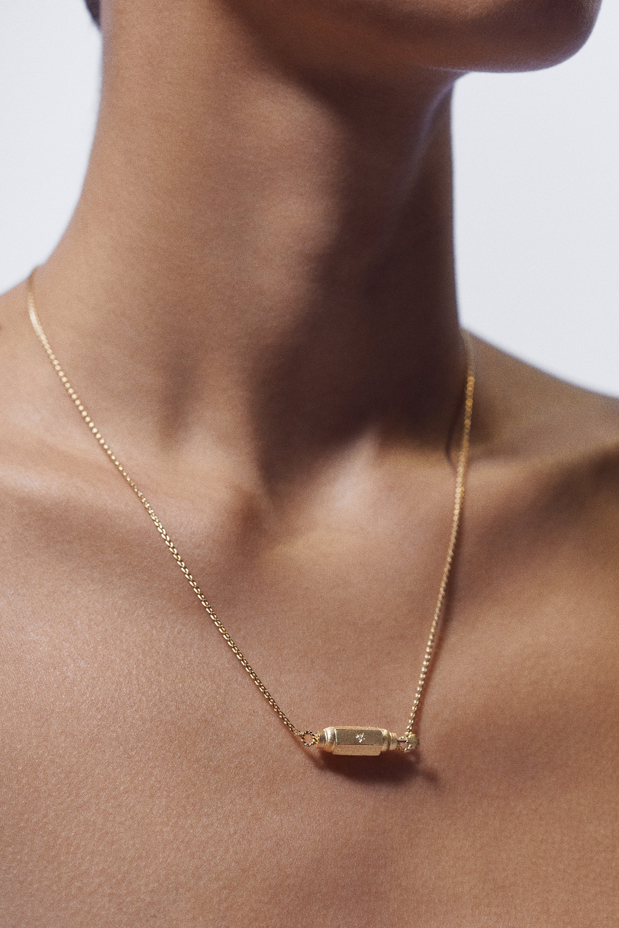 Micro coco diamonds locket necklace 50cm - Marie Lichtenberg