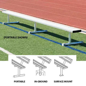 Athletic Connection 27' Permanent Aluminum Bench – No Backrest – Heavy-Duty Galvanized Steel Legs – SKU: BEPD27 - Sideline Sport Supply