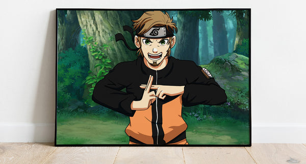 Cadre A3 d'un portrait Naruto personnalisé