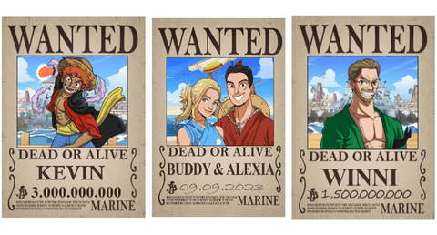 affiches wanted one piece personnalisées