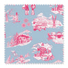 Après Ski Toile Fabric Fabric Sample / Cotton / Blue Pink