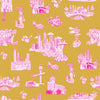 Atlanta Toile Traditional Wallpaper Wallpaper Gold Pink / Double Roll