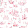 Atlanta Toile Traditional Wallpaper Wallpaper Red / Double Roll