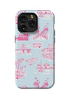 California Toile iPhone Case Phone Case Tough / iPhone 15 Pro Max / Light Blue Pink