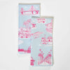 California Toile Tea Towel Set Tea Towel Light Blue Pink