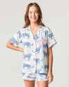 Cheetahs Pajama Shorts Set Pajama Set Light Blue / XXS