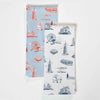 Chicago Toile Tea Towel Set Tea Towel Light Blue Navy