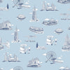 Chicago Toile Traditional Wallpaper Wallpaper Blue Navy / Double Roll