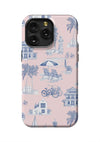 Florida Toile iPhone Case Phone Case Pink Navy / iPhone 15 Pro Max / Tough