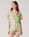 Florida Toile Pajama Pants Set Pajama Set Green Pink / XXS / Shorts