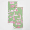 Florida Toile Tea Towel Set Tea Towel Green Pink