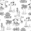 Florida Toile Traditional Wallpaper Wallpaper Black / Double Roll