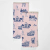 Fort Worth Toile Tea Towel Set Tea Towel Light Pink Navy