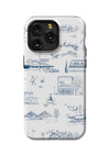 Hamptons Toile iPhone Case Phone Case Tough / iPhone 15 Pro Max / Navy