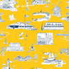 Hamptons Toile Peel & Stick Wallpaper Peel & Stick Wallpaper Yellow Navy / Sample