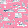 Hamptons Toile Traditional Wallpaper Wallpaper Berry Navy / Double Roll