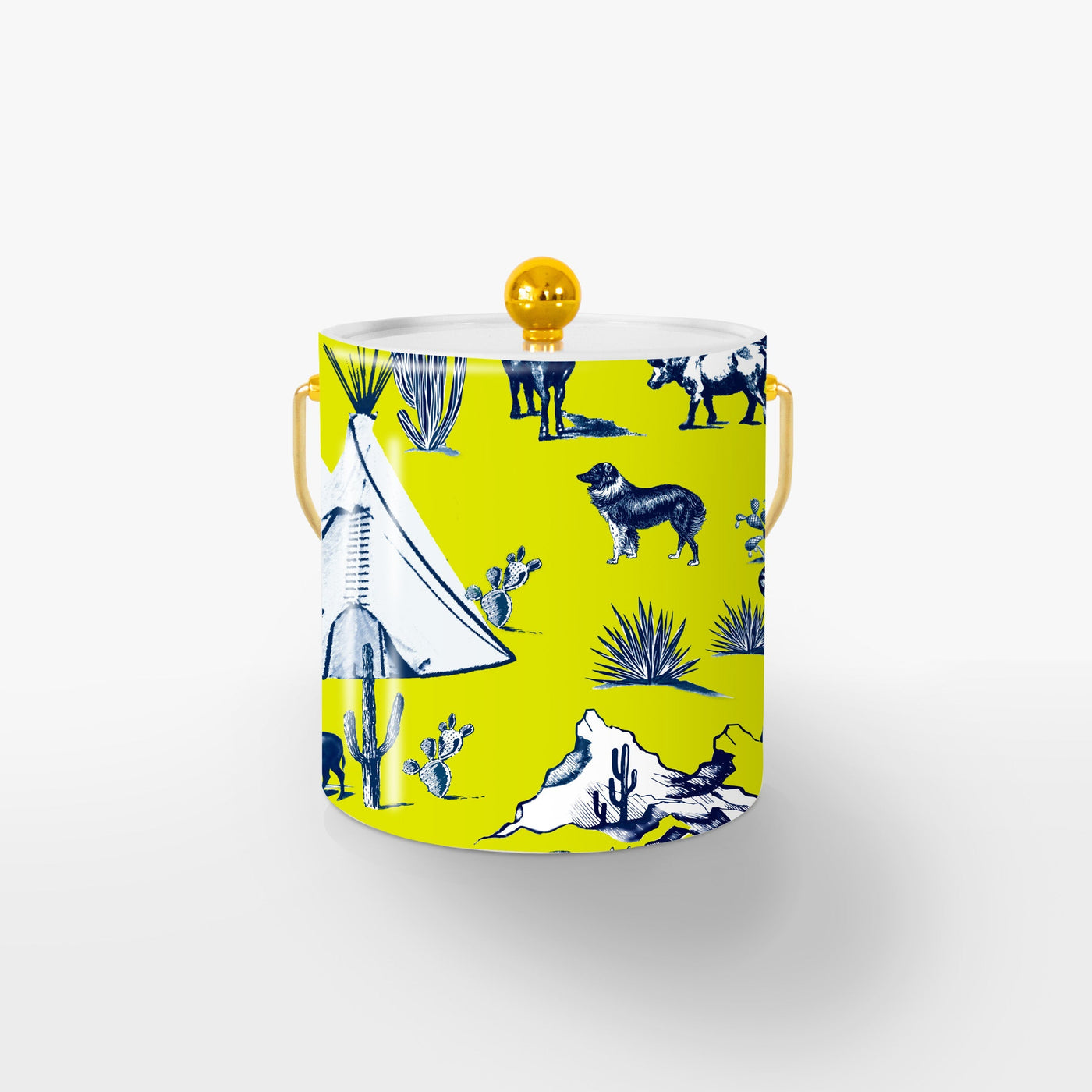 Ice Bucket Chartreuse Navy / Gold Marfa Toile Ice Bucket dombezalergii