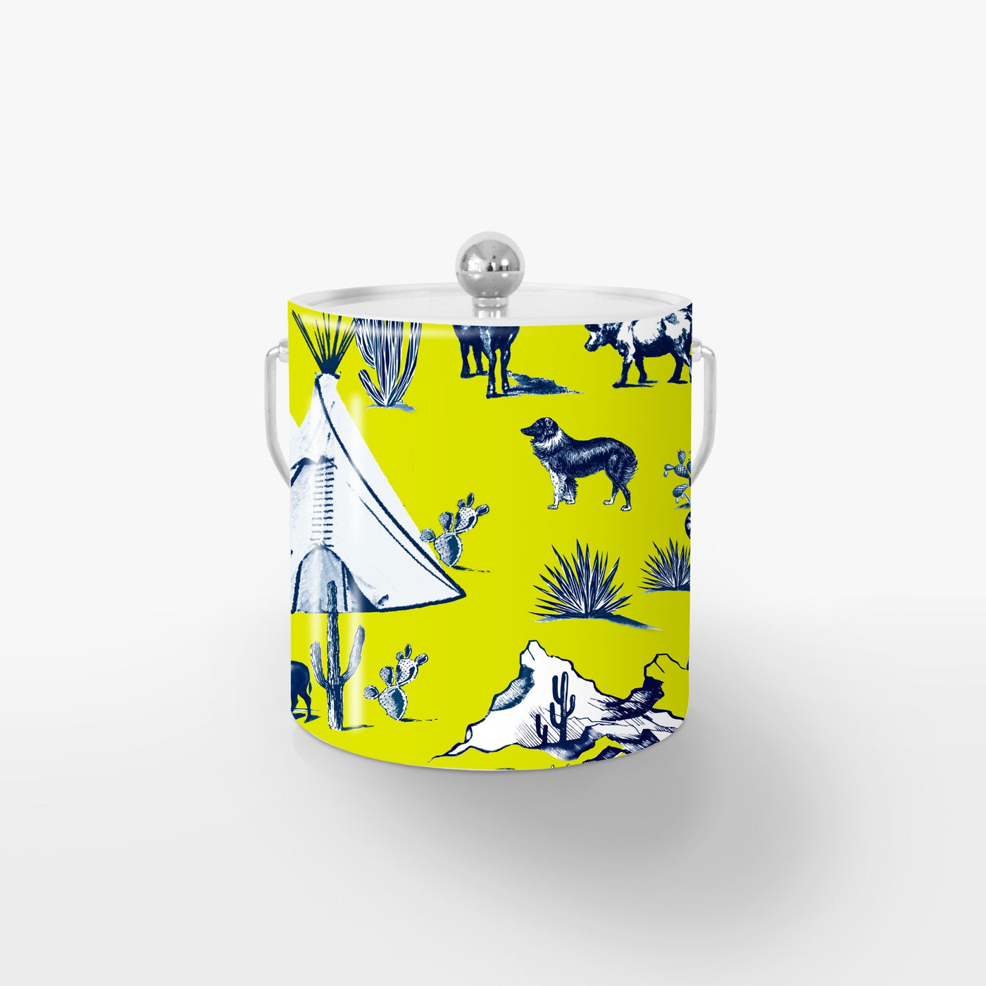 Ice Bucket Chartreuse Navy / Silver Marfa Toile Ice Bucket dombezalergii