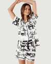 Marfa Toile Pajama Shorts Set Pajama Set Black / XXS