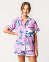 Marfa Toile Pajama Shorts Set Pajama Set Pink Navy / XXS