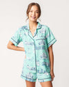 Nashville Toile Pajama Shorts Set Pajama Set Mint Navy / XXS