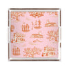 New Orleans Toile Lucite Tray Lucite Trays Orange Pink / 12x12