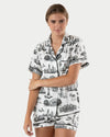 New York Toile Pajama Shorts Set Pajama Set Black / XXS