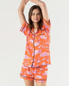 New York Toile Pajama Shorts Set Pajama Set Orange / XXS