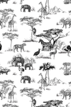 Safari Toile Traditional Wallpaper Wallpaper Black / Double Roll