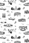 Washington DC Toile Peel & Stick Wallpaper Peel & Stick Wallpaper Black / 24" x 144"