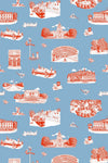 Washington DC Toile Peel & Stick Wallpaper Peel & Stick Wallpaper Blue Red / 24" x 144"