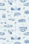 Washington DC Toile Traditional Wallpaper Wallpaper Dusty Blue Navy / Double Roll