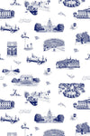 Washington DC Toile Traditional Wallpaper Wallpaper Navy / Double Roll