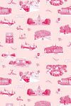 Washington DC Toile Traditional Wallpaper Wallpaper Pink Cranberry / Double Roll